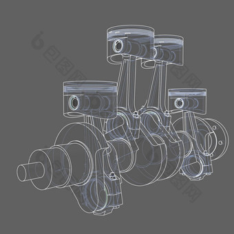 引擎活塞大纲插图