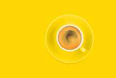 完整的表示咖啡杯飞碟黄色的