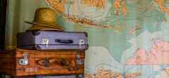 旅行背景手提箱他地图喜欢冒险的旅程旅行业务