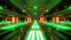 未来主义的发光的科幻数据隧道走廊不错的反射呈现壁纸背景