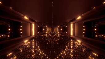 未来主义的发光的科幻隧道走廊不错的反射呈现壁纸背景