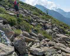 极端的体育运动阿尔卑斯山脉高度徒步旅行