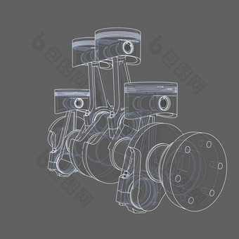 引擎活塞大纲插图