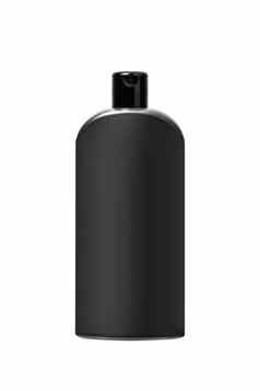 黑色的塑料瓶洗发水化妆品孤立的白色