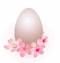 复活节蛋粉红色的花春天向量孤立的白色