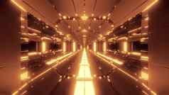 未来主义的科幻隧道走廊不错的发光的灯插图壁纸背景