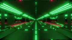 未来主义的科幻隧道走廊光中风反射呈现背景壁纸