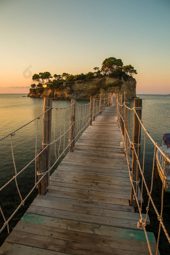 美丽的视图浮雕岛伟大的春天场景港口sostis扎金索斯岛岛希腊欧洲美自然概念背景长曝光