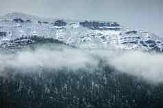 冰雪覆盖峡谷山内部黄石公园国家公园