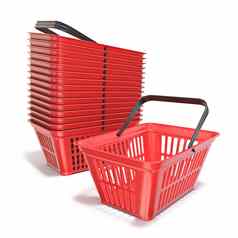 红色的塑料购物篮子