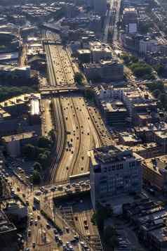 空中视图高速公路麻萨诸塞州收费高速公路波士顿