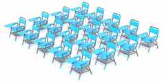 集团二十蓝色的学生椅子渲染拼字正确的