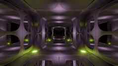 清洁未来主义的外星人科幻幻想机库隧道走廊呈现背景壁纸