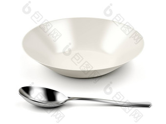 白色空碗银勺子