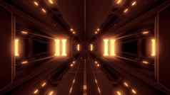 清洁未来主义的科幻空间隧道走廊发光的灯插图壁纸背景设计