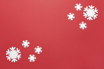 圣诞节作文集团白色感觉雪花勃艮第<strong>红色</strong>的背景复制空间节日一年概念水平平躺最小的风格前视图