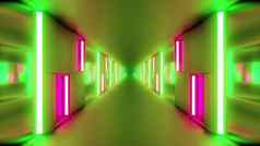 清洁未来主义的科幻隧道走廊发光的灯玻璃窗户插图壁纸背景设计