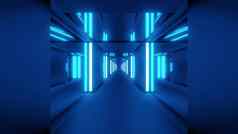清洁蓝色的隧道走廊玻璃窗户插图背景壁纸设计