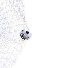 工作室拍摄移动足球球目标网孤立的白色