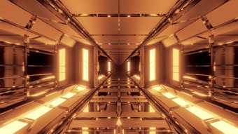 独特的高对比未来主义的空间科幻机库隧道走廊插图壁纸背景设计