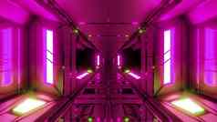 独特的高对比未来主义的空间科幻机库隧道走廊插图壁纸背景设计
