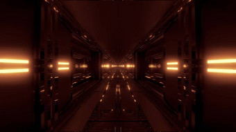 清洁未来主义的科幻幻想空间机库隧道走廊不错的反射插图壁纸背景