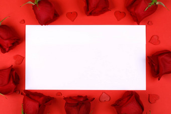 红色的玫瑰心空白卡