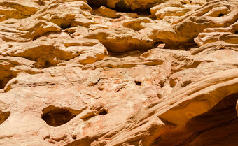 纹理橙色石头岩石彩色的峡谷关闭
