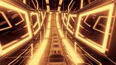 未来主义的发光的科幻科幻小说玻璃隧道插图背景壁纸