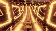 未来主义的发光的科幻科幻小说玻璃隧道插图背景壁纸