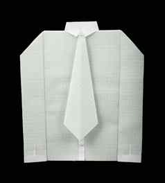 孤立的纸使白色衬衫领带