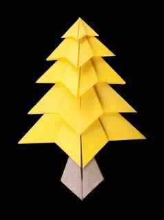 黄色的圣诞节树黑色的孤立的