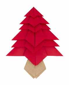 红色的圣诞节树使纸折纸常绿树
