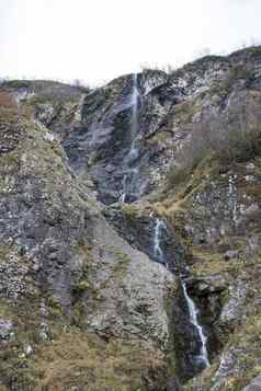 polikarya瀑布高加索地区山索契俄罗斯多云的一天10月