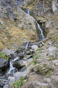 polikarya瀑布高加索地区山索契俄罗斯多云的一天10月