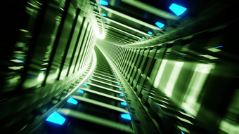 abwtract发光的未来主义的科幻地铁隧道走廊呈现壁纸背景设计