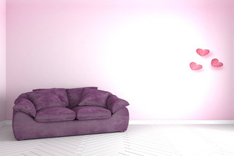 粉红色的扶手椅生活房间粉红色的墙粉红色的风格renderi