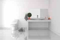 浴房间室内白色空房间概念现代风格