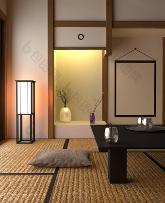 日本风格室内设计生活房间呈现