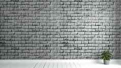 房间地板上白色木砖墙背景渠