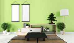 室内绿色房间设计日式呈现
