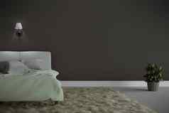 床上房间室内绿色床上地毯灯树