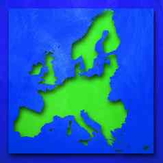欧洲绿色地图蓝色的背景