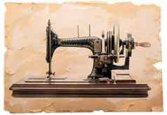 缝纫机古董纸背景