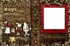 圣诞节照片框架短语问候卡