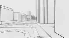 草图白色城市建筑道路