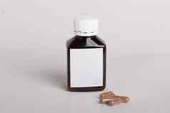白色药片盒子塑料瓶药物盒子模型医疗空白纸板模型药片瓶