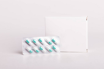 <strong>白</strong>色药片盒子塑料瓶药物盒子模型医疗空<strong>白纸板</strong>模型药片瓶