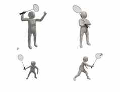 插画家羽毛球象征白色背景呈现玩羽毛球包括选择路径