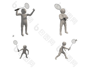 插画家羽毛球象征白色背景呈现玩羽毛球包括选择路径